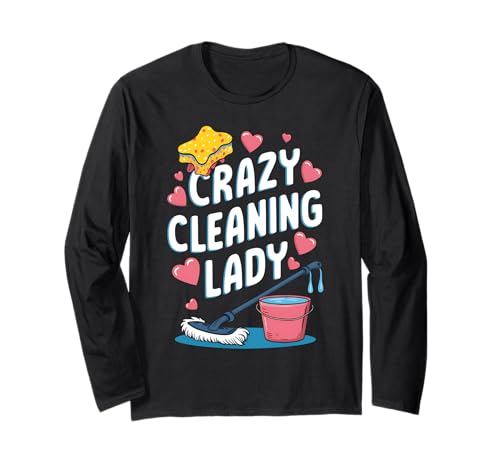 Verrückte Putzfrau Lustige Putzfrau Haushälterin Damen Langarmshirt Verrückte Putzfrau Lustige Putzfrau Haushälterin Damen Langarmshirt von Funny Cleaning Enthusiast Womens Jobs Hobby