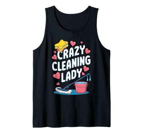 Verrückte Putzfrau Lustige Putzfrau Haushälterin Damen Tank Top Verrückte Putzfrau Lustige Putzfrau Haushälterin Damen Tank Top von Funny Cleaning Enthusiast Womens Jobs Hobby