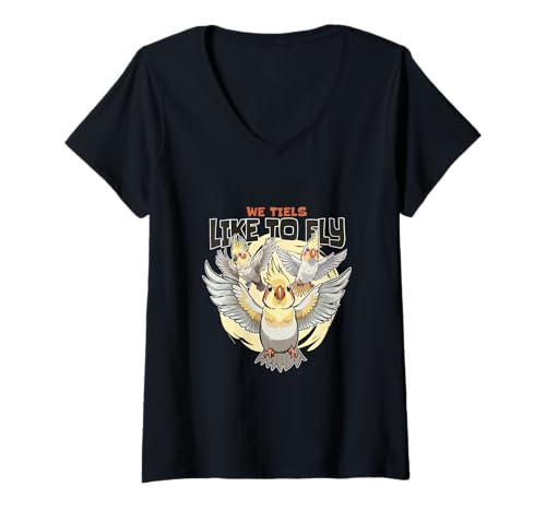 Damen Niedliche Nymphensittichkunst für Männer Frauen Kinder Nymphensittiche Vogell T-Shirt mit V-Ausschnitt von Funny Cockatiel Cockatiel Accessories