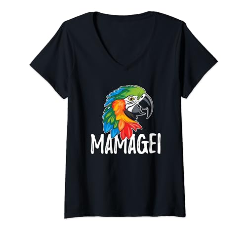 Damen MAMAGEI Mama Mutter Papagei Kostüm Papagei Liebhaber T-Shirt mit V-Ausschnitt Damen MAMAGEI Mama Mutter Papagei Kostüm Papagei Liebhaber T-Shirt mit V-Ausschnitt von Funny Cockatiel Parrot Apparel