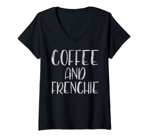 Damen Lustiges Hundetrikot für Hundeliebhaber, Kaffeebraun und Frenchie T-Shirt mit V-Ausschnitt Damen Lustiges Hundetrikot für Hundeliebhaber, Kaffeebraun und Frenchie T-Shirt mit V-Ausschnitt von Funny Coffee And Frenchie Shirts