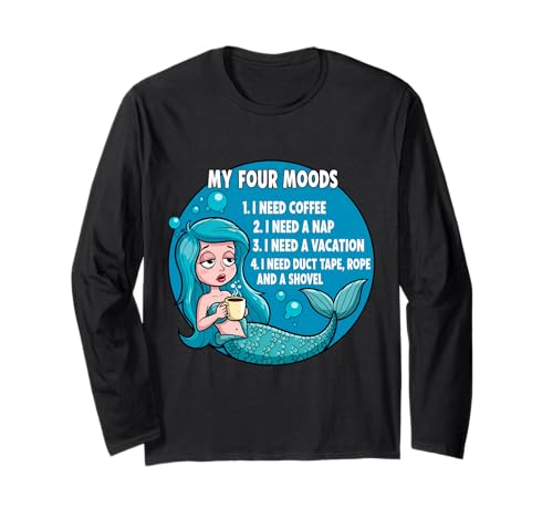Lustiger Kaffeeliebhaber Nickerchen Urlaub Meerjungfrau Frauen müde Schlaf Langarmshirt von Funny Coffee Lover Naps Vacation Mermaid Products