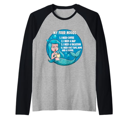 Lustiger Kaffeeliebhaber Nickerchen Urlaub Meerjungfrau Frauen müde Schlaf Raglan von Funny Coffee Lover Naps Vacation Mermaid Products