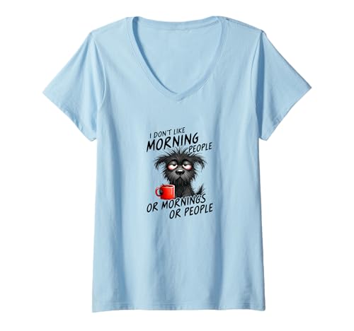 Damen Schlafentzogener Welpe mag Keine Morgen oder Menschen, müde Hunde T-Shirt mit V-Ausschnitt Damen Schlafentzogener Welpe mag Keine Morgen oder Menschen, müde Hunde T-Shirt mit V-Ausschnitt von Funny Coffee Quotes for Coffee Lovers