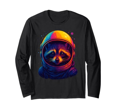 Space Waschbär Bunt Astronaut Weltraum Männer Frauen Kinder Langarmshirt Space Waschbär Bunt Astronaut Weltraum Männer Frauen Kinder Langarmshirt von Funny Colorful Astronaut Raccoon Animal Apparel