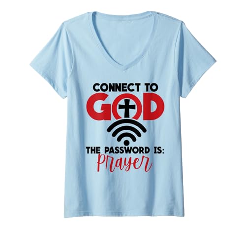 Damen Verbinde Dich mit Gott Das Passwort ist Gebet T-Shirt mit V-Ausschnitt Damen Verbinde Dich mit Gott Das Passwort ist Gebet T-Shirt mit V-Ausschnitt von Funny Connect To God The Password Is Prayer Shirt