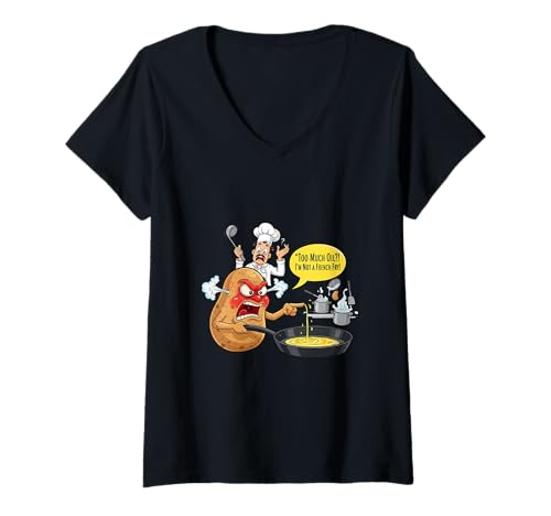 Damen Angry Potato vs Chef | Lustiger Küchenkampf T-Shirt mit V-Ausschnitt Damen Angry Potato vs Chef | Lustiger Küchenkampf T-Shirt mit V-Ausschnitt von Funny Cooking Kitchen Battle