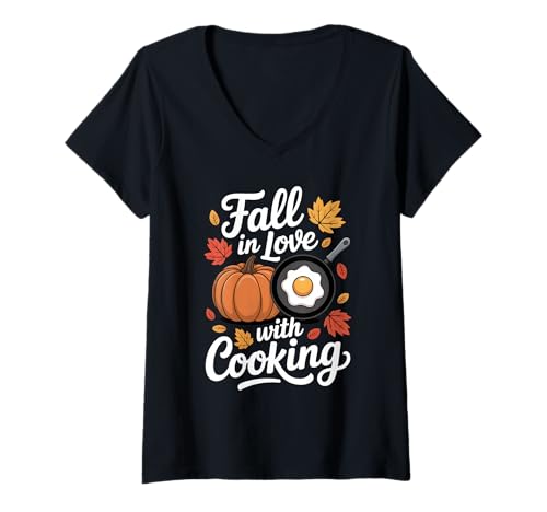 Damen Verlieben Sie Sich in das Kochen Thanksgiving Herbst Küche T-Shirt mit V-Ausschnitt Damen Verlieben Sie Sich in das Kochen Thanksgiving Herbst Küche T-Shirt mit V-Ausschnitt von Funny Cooking Lover Thanksgiving & Fall Apparel