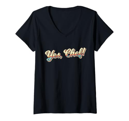 Damen Yes Chef Lustiges Kochshirt für Köche & Kitchen Mitarbeiter T-Shirt mit V-Ausschnitt Damen Yes Chef Lustiges Kochshirt für Köche & Kitchen Mitarbeiter T-Shirt mit V-Ausschnitt von Funny Cooking Shirts for Chefs