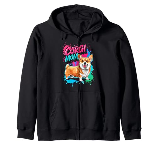 Corgi Mom Damen Lustiger Corgi Besitzer Corgi Hund Kapuzenjacke von Funny Corgi Owner Ajeli Designs