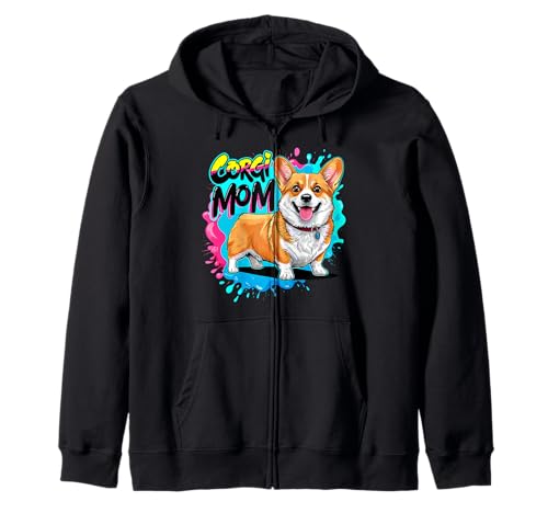 Corgi Mom Damen Lustiger Corgi Besitzer Corgi Hund Kapuzenjacke von Funny Corgi Owner Ajeli Designs