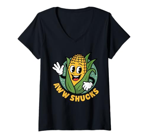 Damen Aww Shucks Maiskolben Lustiger Mais T-Shirt mit V-Ausschnitt Damen Aww Shucks Maiskolben Lustiger Mais T-Shirt mit V-Ausschnitt von Funny Corn On The Cob tee