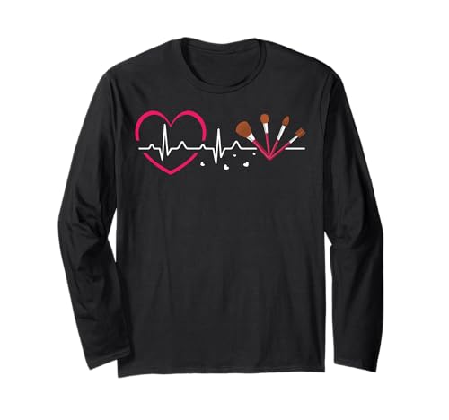 Heartbeat Make-up Artist Cosmetology Salon Women Funny Langarmshirt Heartbeat Make-up Artist Cosmetology Salon Women Funny Langarmshirt von Funny Cosmetology Apparel For Salon Professional