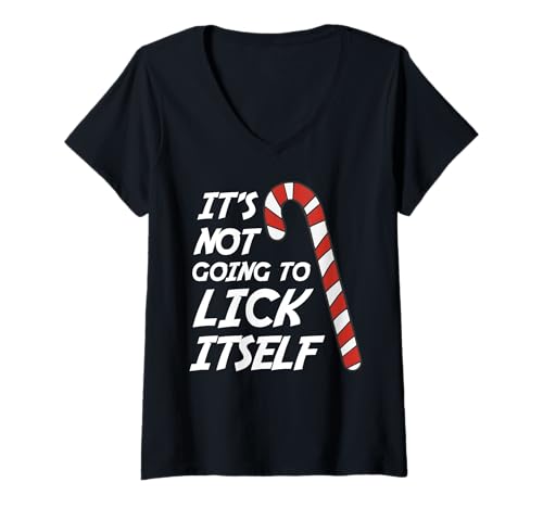 Damen Es Wird Sich Nicht von selbst lecken, Weihnachtswitz, Humor T-Shirt mit V-Ausschnitt Damen Es Wird Sich Nicht von selbst lecken, Weihnachtswitz, Humor T-Shirt mit V-Ausschnitt von Funny Costumes for Celebrating Christmas