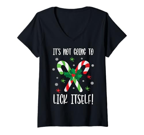 Damen Es Wird Sich Nicht von selbst lecken Weihnachten T-Shirt mit V-Ausschnitt Damen Es Wird Sich Nicht von selbst lecken Weihnachten T-Shirt mit V-Ausschnitt von Funny Costumes for Celebrating Christmas