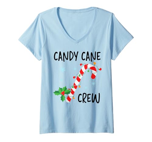 Damen Zuckerstange Crew Weihnachten Matching Family T-Shirt mit V-Ausschnitt Damen Zuckerstange Crew Weihnachten Matching Family T-Shirt mit V-Ausschnitt von Funny Costumes for Celebrating Christmas
