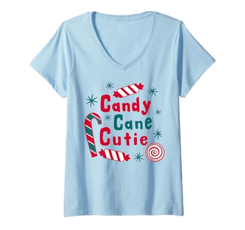 Damen Zuckerstange Cutie Funny Christmas Matching Family T-Shirt mit V-Ausschnitt Damen Zuckerstange Cutie Funny Christmas Matching Family T-Shirt mit V-Ausschnitt von Funny Costumes for Celebrating Christmas
