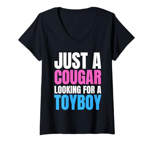 Damen Lustige Pumas und ältere reife Frauen aus Toyboys T-Shirt mit V-Ausschnitt Damen Lustige Pumas und ältere reife Frauen aus Toyboys T-Shirt mit V-Ausschnitt von Funny Cougar and Toyboy Partner Couples Apparel