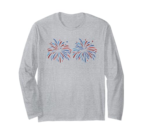 Just Here For The Fireworks Lustiges Shirt für Paare Männer Frauen Langarmshirt von Funny Couples Fourth Of July Tee