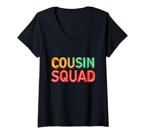 Damen Cousin Squad Zitate Crew Matching Kids Cousin Squad Bedeutung T-Shirt mit V-Ausschnitt Damen Cousin Squad Zitate Crew Matching Kids Cousin Squad Bedeutung T-Shirt mit V-Ausschnitt von Funny Cousin Squad Crew Family Cousin Squad Shirt