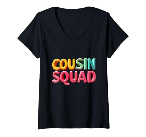 Damen Cousin Squad Zitate Crew Matching Kids Cousin Squad Bedeutung T-Shirt mit V-Ausschnitt Damen Cousin Squad Zitate Crew Matching Kids Cousin Squad Bedeutung T-Shirt mit V-Ausschnitt von Funny Cousin Squad Crew Family Cousin Squad Shirt