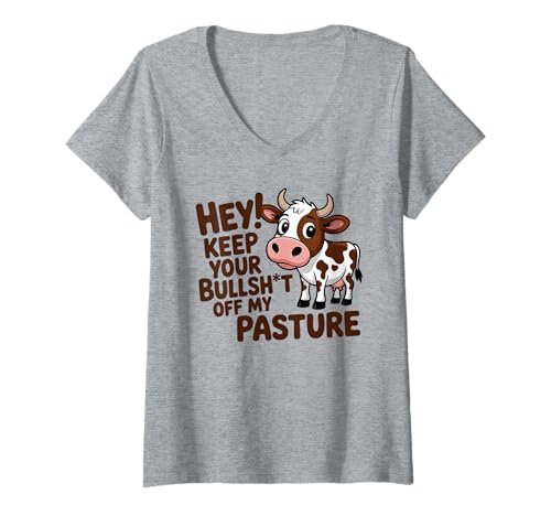Damen Sarkastischer Kuh-Liebhaber, lustig, Bauernhofleben, schlechte Einstellung T-Shirt mit V-Ausschnitt Damen Sarkastischer Kuh-Liebhaber, lustig, Bauernhofleben, schlechte Einstellung T-Shirt mit V-Ausschnitt von Funny Cow Lover Antisocial Introvert