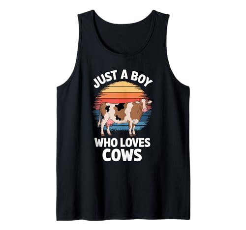 Herren Just a Boy Who Loves Cows Vintage Bauernhoftier Jungen Kinder Kuh Tank Top von Funny Cow Lover Apparel for Men Women