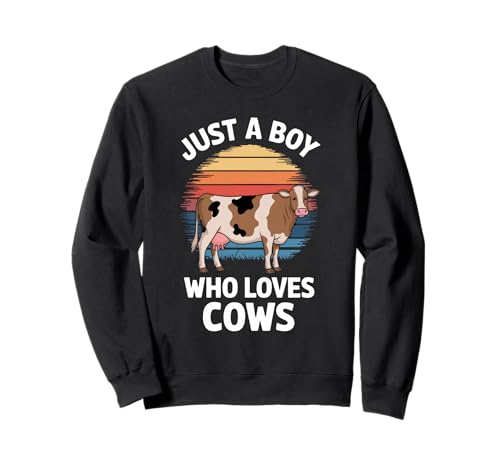 Just a Boy Who Loves Cows Vintage Bauernhoftier Jungen Kinder Kuh Sweatshirt von Funny Cow Lover Apparel for Men Women