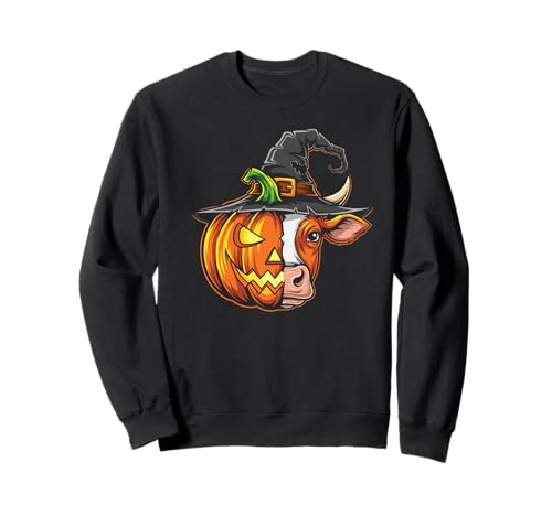 Laterne mit Kuh-Kürbis-Jack-O-Laterne, Halloween, Kinder, Herren, Damen Sweatshirt von Funny Cow Lovers Halloween Pumpkin Outfits
