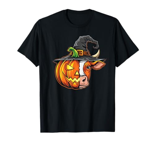 Laterne mit Kuh-Kürbis-Jack-O-Laterne, Halloween, Kinder, Herren, Damen T-Shirt von Funny Cow Lovers Halloween Pumpkin Outfits