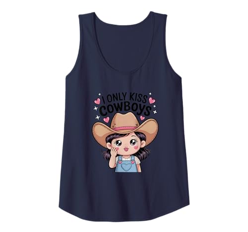 Damen Lustiges süßes Kawaii I Only Kiss Cowboys Tank Top Damen Lustiges süßes Kawaii I Only Kiss Cowboys Tank Top von Funny Cowboys Saying