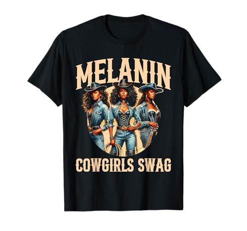 Cowgirl für Damen, afrikanisches T-Shirt, Melanin, Kuh, Mädchen, Outfit T-Shirt von Funny Cowgirl Women Melanin Cow Girl Outfit
