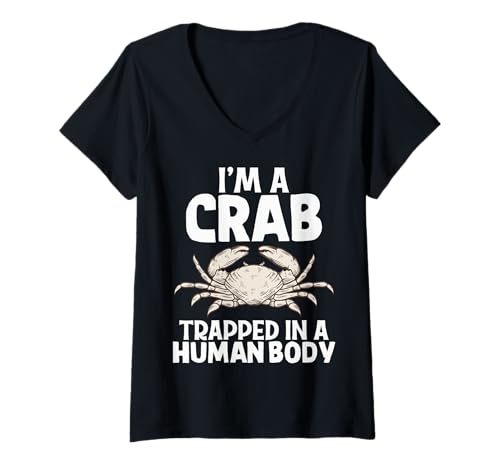 Damen I'm A Crab Lustiger Meeresfrüchte-Krabben-Liebhaber Männer Frauen Kinder T-Shirt mit V-Ausschnitt von Funny Crab Lover Apparel Co.