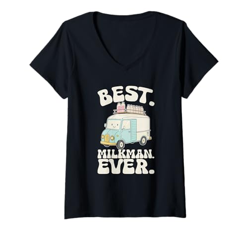 Damen Der Beste Milchmann Aller Zeiten T-Shirt mit V-Ausschnitt Damen Der Beste Milchmann Aller Zeiten T-Shirt mit V-Ausschnitt von Funny Creamy Dairy Delivery Funny Style