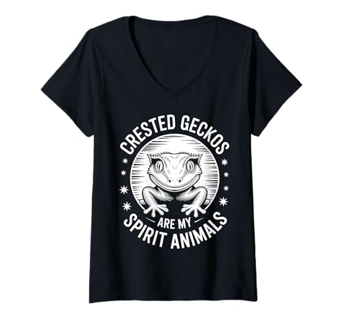 Damen Schopfgeckos Spirit Animals Lustiger Schopfgecko T-Shirt mit V-Ausschnitt Damen Schopfgeckos Spirit Animals Lustiger Schopfgecko T-Shirt mit V-Ausschnitt von Funny Crested Gecko Cool Crested Geckos Designs