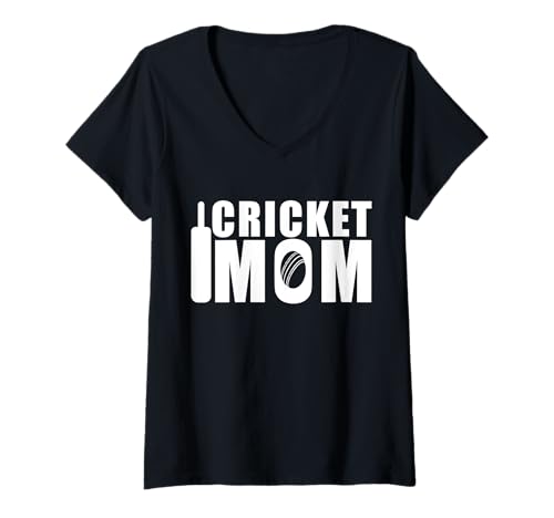 Damen Cricket Mom T-Shirt mit V-Ausschnitt Damen Cricket Mom T-Shirt mit V-Ausschnitt von Funny Cricket Apparel & Gifts for Cricket Players