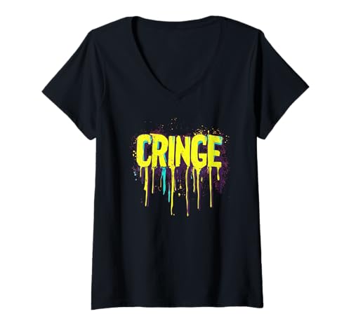 Damen Fantastisches Cringe-Emblem T-Shirt mit V-Ausschnitt Damen Fantastisches Cringe-Emblem T-Shirt mit V-Ausschnitt von Funny Cringe