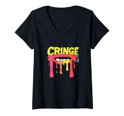 Damen Vibrant Cringe Kostüm T-Shirt mit V-Ausschnitt Damen Vibrant Cringe Kostüm T-Shirt mit V-Ausschnitt von Funny Cringe