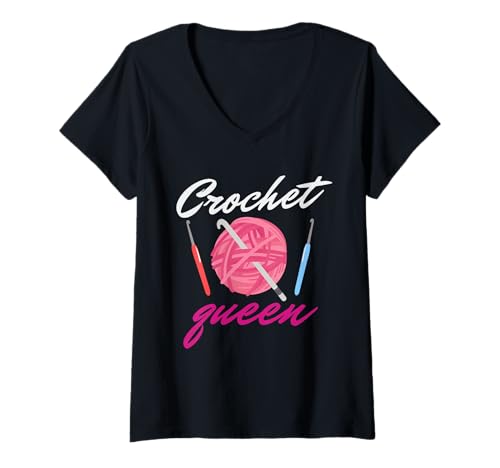 Damen Crochet Queen, Cute Crocheting idea for Crocheter T-Shirt mit V-Ausschnitt Damen Crochet Queen, Cute Crocheting idea for Crocheter T-Shirt mit V-Ausschnitt von Funny Crochet Crocheting Crocheter Tee