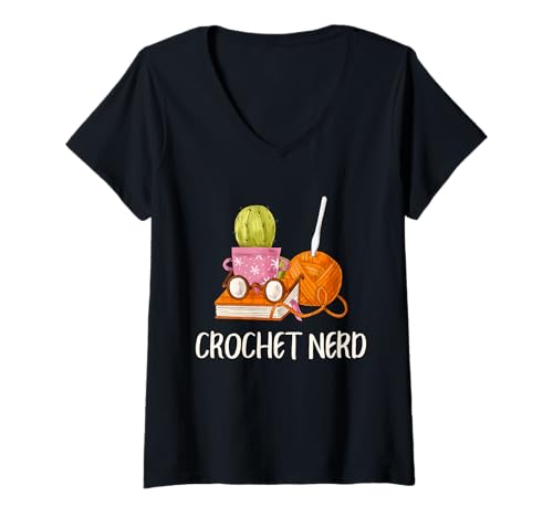 Damen Crochet Nerd Funny Grandma Mom Crochet Yarn Lover T-Shirt mit V-Ausschnitt Damen Crochet Nerd Funny Grandma Mom Crochet Yarn Lover T-Shirt mit V-Ausschnitt von Funny Crochet Gift Idea