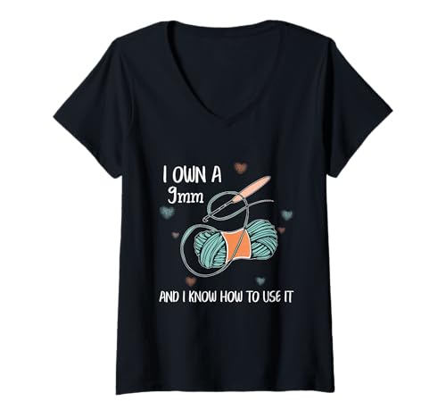 Damen Funny Crochet Lover Häkelnadel, 9 mm T-Shirt mit V-Ausschnitt Damen Funny Crochet Lover Häkelnadel, 9 mm T-Shirt mit V-Ausschnitt von Funny Crochet Gift Idea