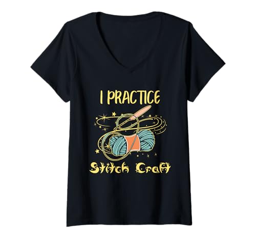 Damen Lustiges Häkeln Stich Handwerk Häkeln Häkeln T-Shirt mit V-Ausschnitt Damen Lustiges Häkeln Stich Handwerk Häkeln Häkeln T-Shirt mit V-Ausschnitt von Funny Crochet Gift Idea