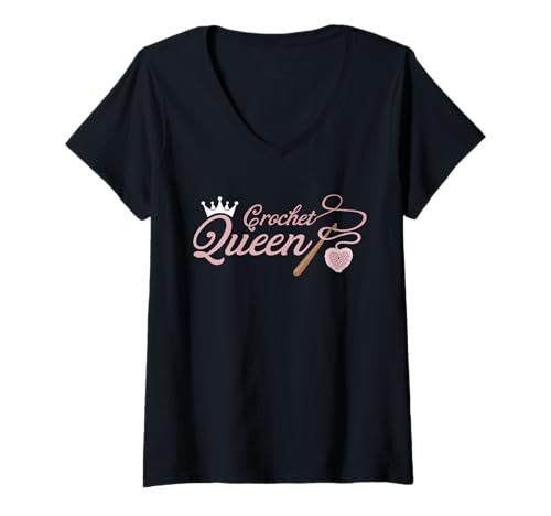 Damen Niedliches Häkeln Häkeln Queen Crocheter T-Shirt mit V-Ausschnitt Damen Niedliches Häkeln Häkeln Queen Crocheter T-Shirt mit V-Ausschnitt von Funny Crochet Gift Idea