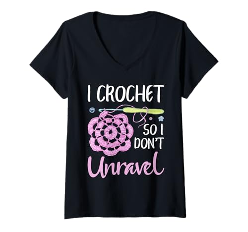 Damen Funny Crochet Frauen Häkeln Entwirren Häkeln Häkeln T-Shirt mit V-Ausschnitt Damen Funny Crochet Frauen Häkeln Entwirren Häkeln Häkeln T-Shirt mit V-Ausschnitt von Funny Crocheting And Yarn Gift Co