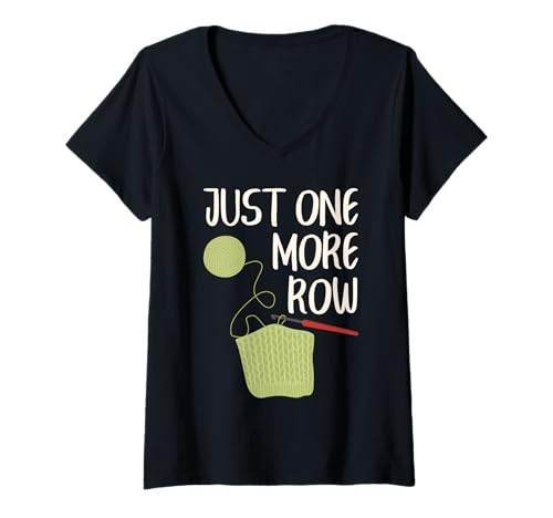 Damen Lustiger Häkelliebhaber, nur eine weitere Reihe, Häkelhäkelnadel T-Shirt mit V-Ausschnitt von Funny Crocheting And Yarn Gift Co