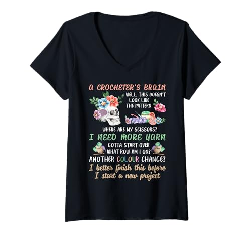 Damen Lustiges Häkeln - EIN Häkelgehirn T-Shirt mit V-Ausschnitt Damen Lustiges Häkeln - EIN Häkelgehirn T-Shirt mit V-Ausschnitt von Funny Crocheting And Yarn Gift Co