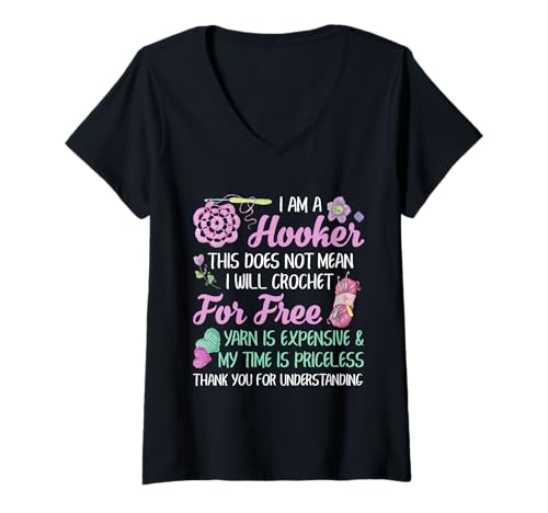 Damen Lustiges Häkeln - I Am A Hooker T-Shirt mit V-Ausschnitt Damen Lustiges Häkeln - I Am A Hooker T-Shirt mit V-Ausschnitt von Funny Crocheting And Yarn Gift Co