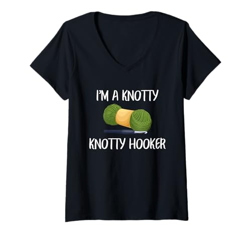 Damen Lustiges Häkeln I'm A Knotty Knotty Hooker Crochet T-Shirt mit V-Ausschnitt Damen Lustiges Häkeln I'm A Knotty Knotty Hooker Crochet T-Shirt mit V-Ausschnitt von Funny Crocheting And Yarn Gift Co