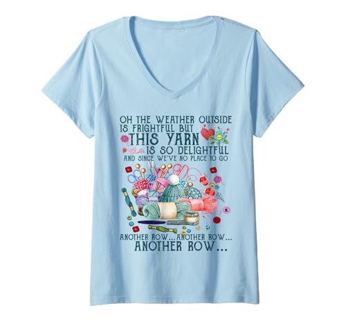 Damen Lustiges T-Shirt mit Aufschrift Another Row Crocheting Knitting and Yarn Lover T-Shirt mit V-Ausschnitt von Funny Crocheting Knitting and Yarn Lover Tee