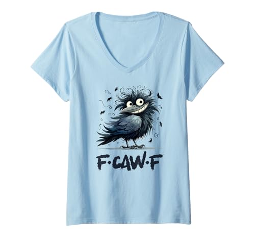 Damen F-Caw-F Schwarze Krähe Schwarzer Vogel Lustige Krähe F-Caw-F T-Shirt mit V-Ausschnitt Damen F-Caw-F Schwarze Krähe Schwarzer Vogel Lustige Krähe F-Caw-F T-Shirt mit V-Ausschnitt von Funny Crow F-Caw-F Black Bird Black Crow F-Caw-F